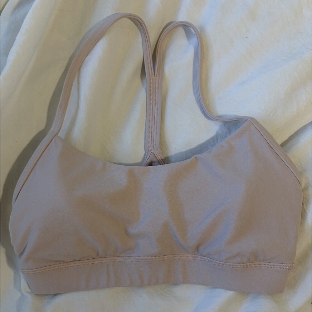 Lululemon Flow Y Bra Nulu Women 6 light pink Yoga Strappy with pads